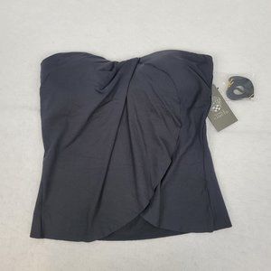 Vince Camuto Draped Bandeau Tankini Swim Top Womens size XS Black lined NWT